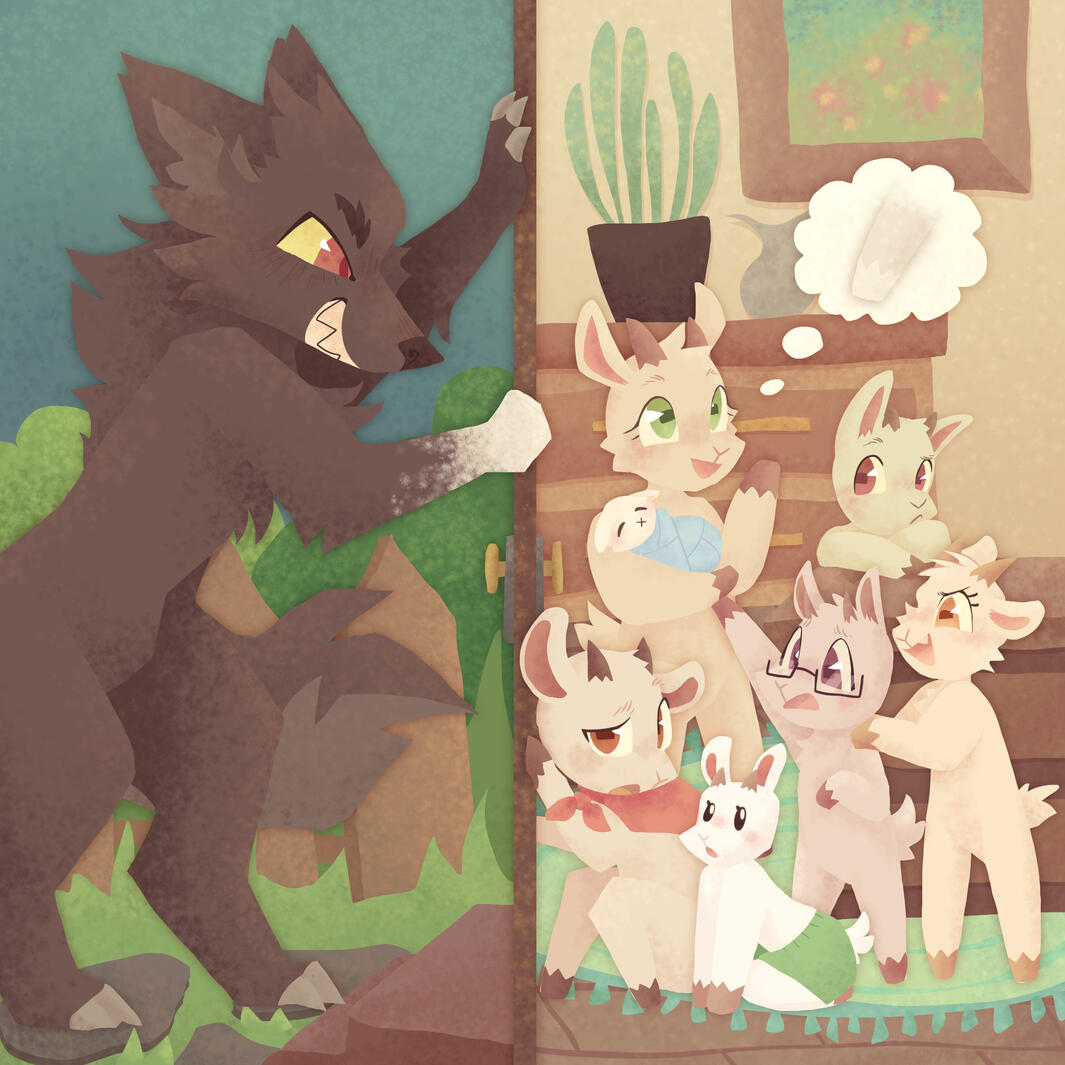 Illustrationsserie "Der Wolf und die sieben jungen Geißlein"