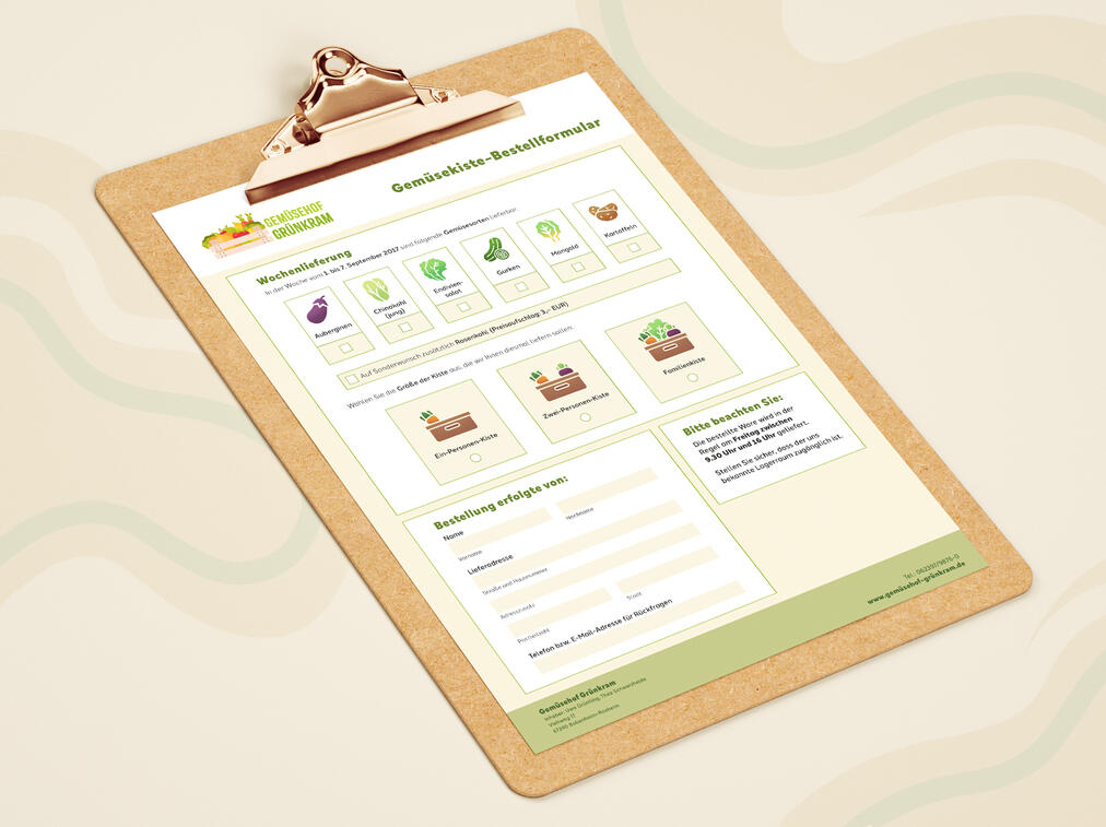 Bestellformular Gemüsehof "Grünkram"